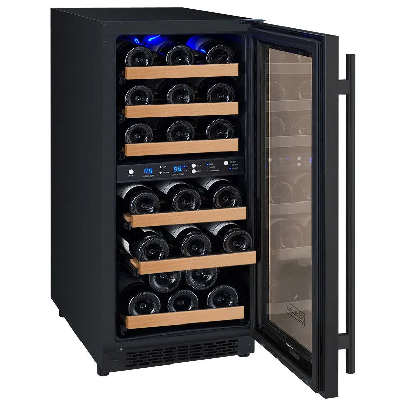 15" Wide FlexCount II Tru-Vino Technology 30 Bottle Dual Zone Black Wine Refrigerator