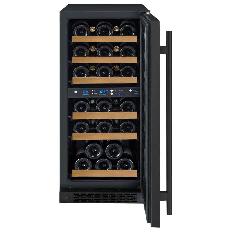 15" Wide FlexCount II Tru-Vino Technology 30 Bottle Dual Zone Black Wine Refrigerator