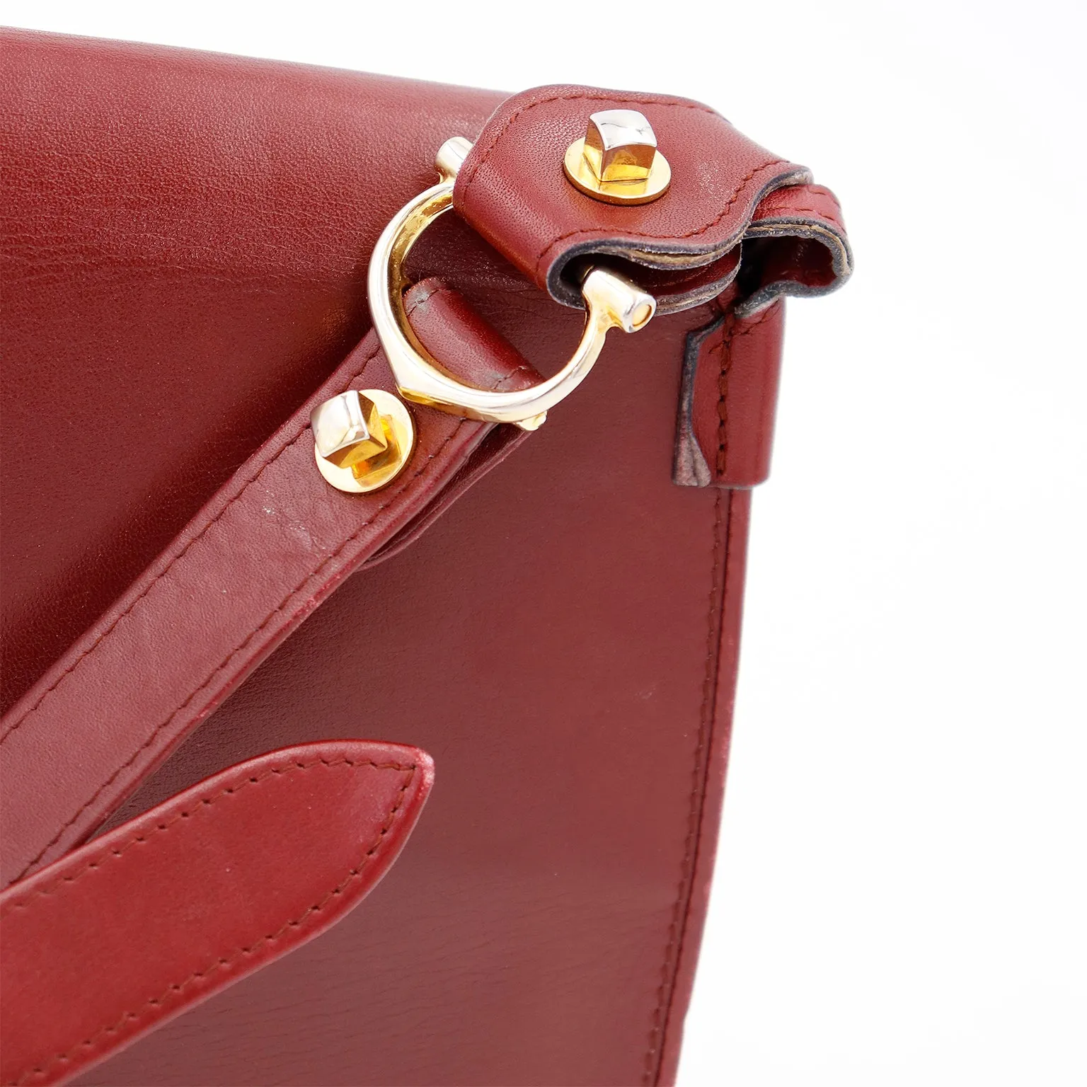 1970s Le Must de Cartier Vintage Bordeaux Leather Shoulder Bag