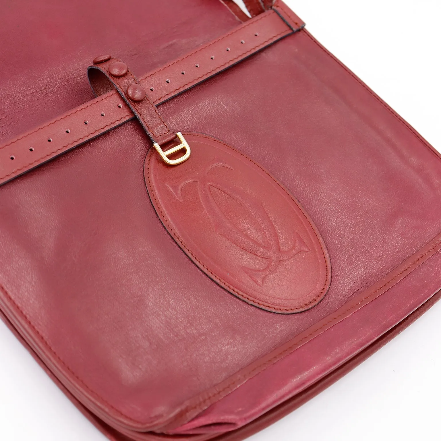 1970s Le Must de Cartier Vintage Bordeaux Leather Shoulder Bag