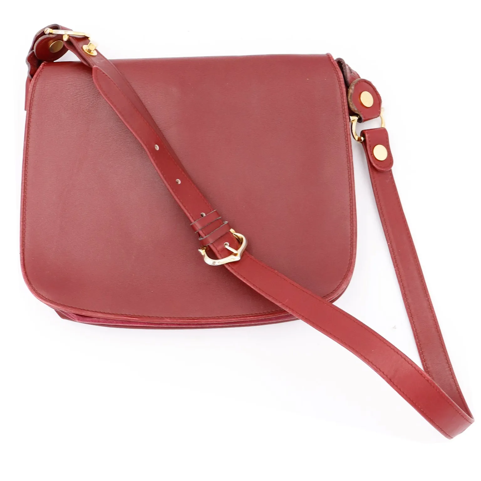 1970s Le Must de Cartier Vintage Bordeaux Leather Shoulder Bag