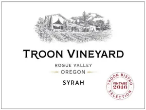 2016 Troon Vineyard, Bistro Syrah, Rogue Valley