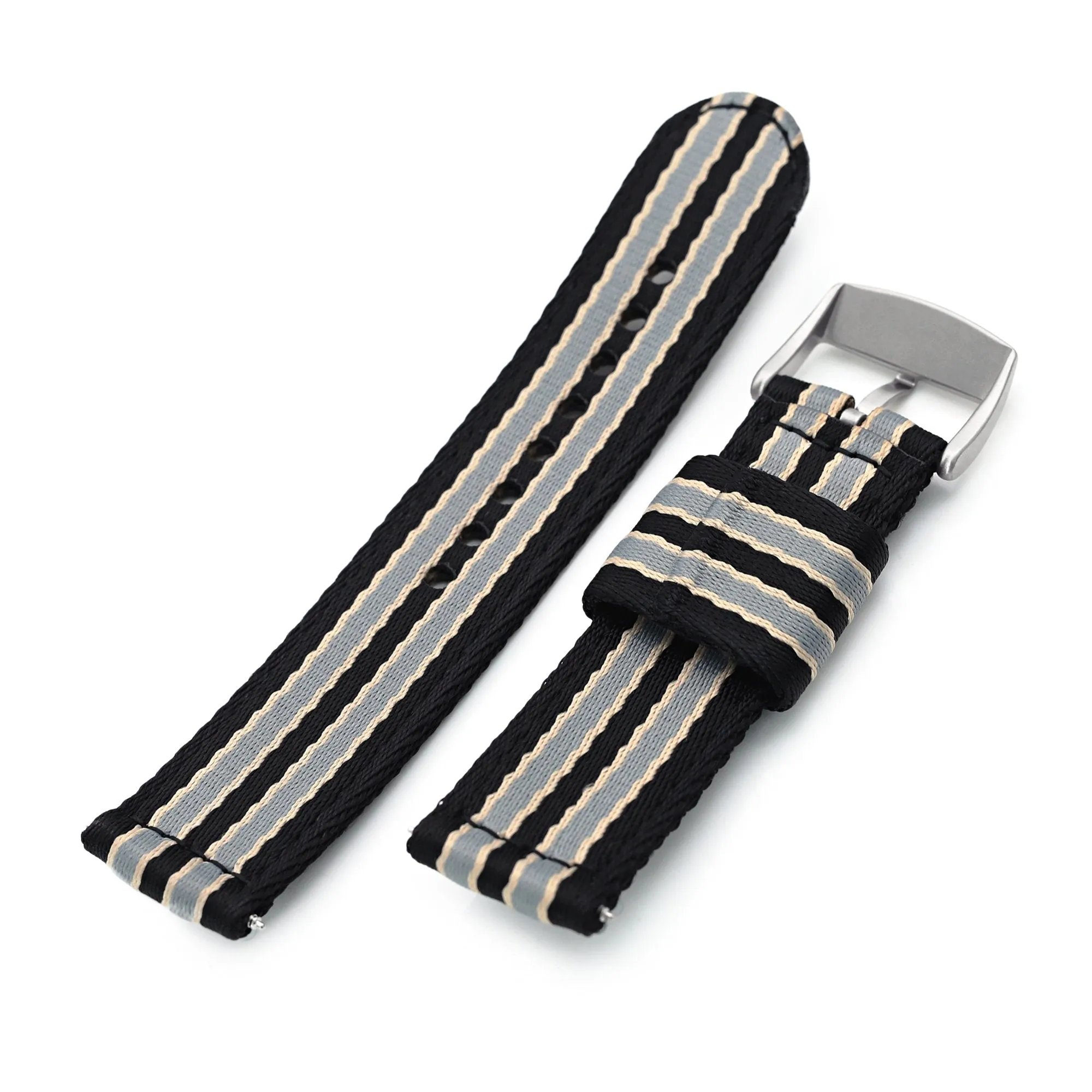 22mm, 2-pcs Seatbelt Nylon, Black, Grey and Khaki