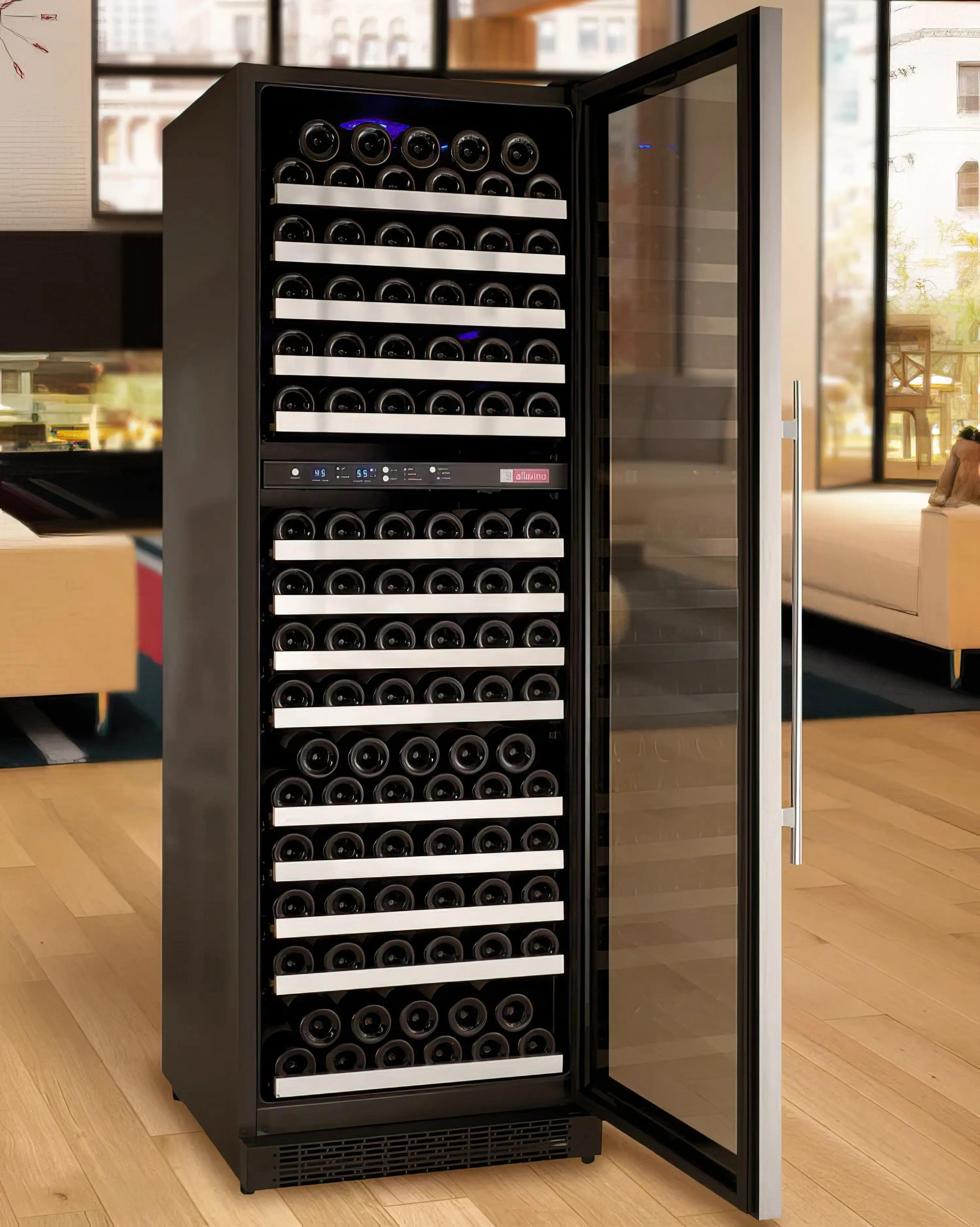 24" Wide FlexCount II Tru-Vino 172 Bottle Dual Zone Stainless Steel Right Hinge Wine Refrigerator