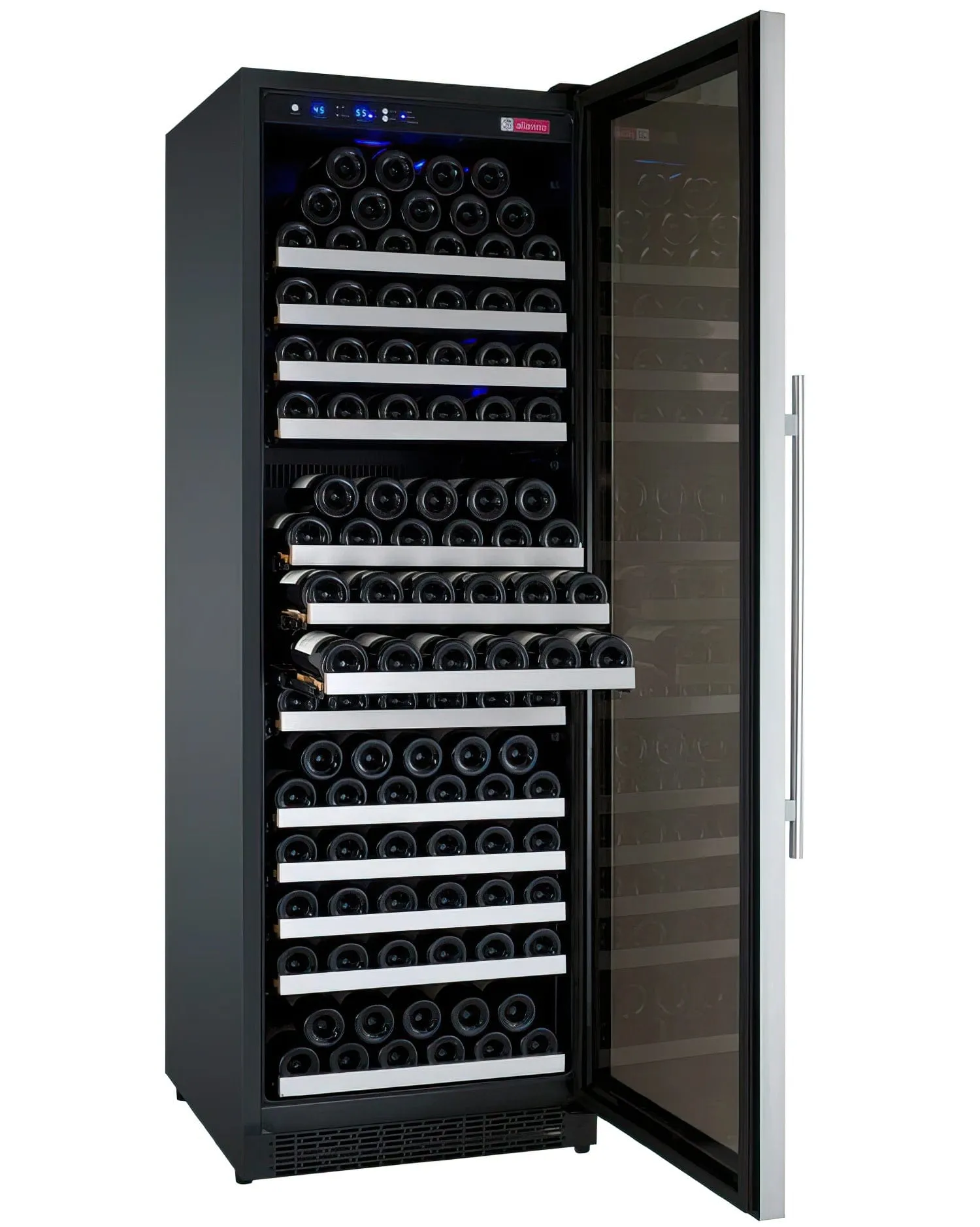 24" Wide FlexCount II Tru-Vino 177 Bottle Single Zone Stainless Steel Right Hinge Wine Refrigerator