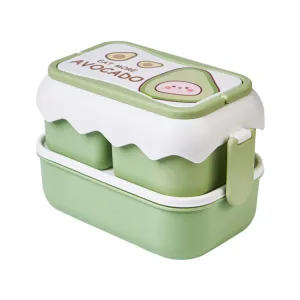 3 Compartment Double-Layer Lunch Box | Green