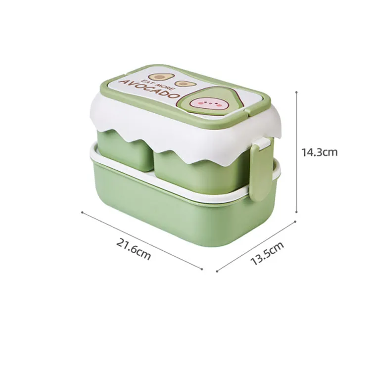 3 Compartment Double-Layer Lunch Box | Green