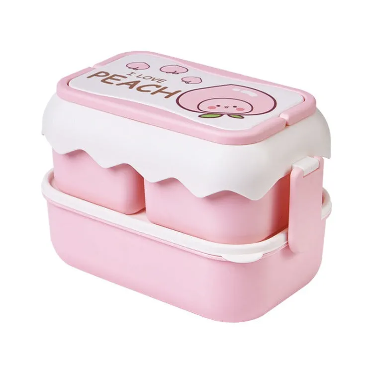 3-Compartment Double-Layer Lunch Box | Pink