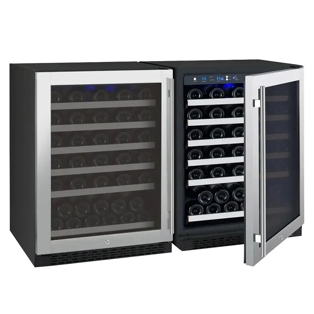 47" Wide FlexCount II Tru-Vino 112 Bottle Dual-Zone Stainless Steel Side-by-Side Wine Refrigerator