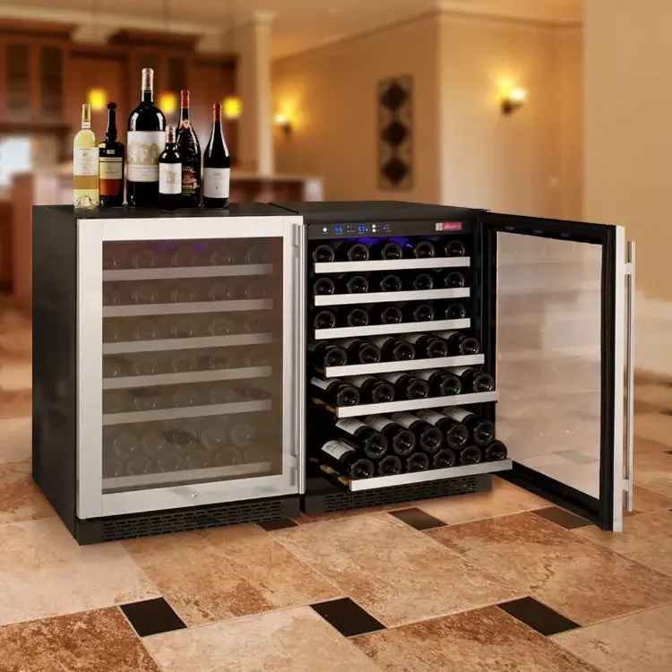 47" Wide FlexCount II Tru-Vino 112 Bottle Dual-Zone Stainless Steel Side-by-Side Wine Refrigerator