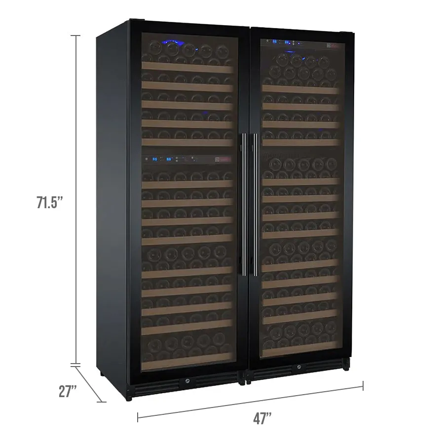 47" Wide FlexCount II Tru-Vino 349 Bottle Three Zone Black Side-by-Side Wine Refrigerator