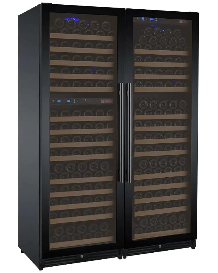 47" Wide FlexCount II Tru-Vino 349 Bottle Three Zone Black Side-by-Side Wine Refrigerator