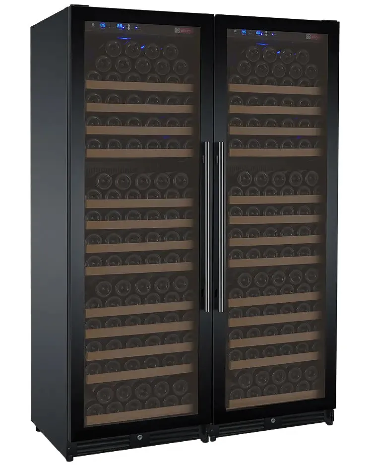 47" Wide FlexCount II Tru-Vino 354 Bottle Dual Zone Black Side-by-Side Wine Refrigerator