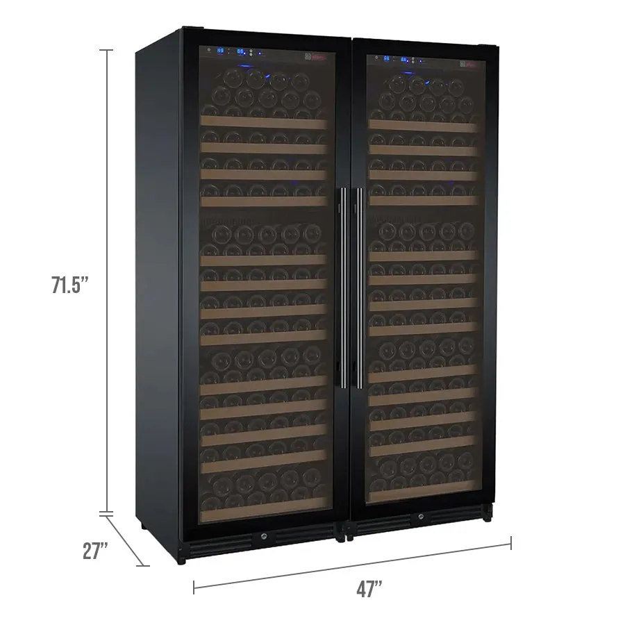 47" Wide FlexCount II Tru-Vino 354 Bottle Dual Zone Black Side-by-Side Wine Refrigerator