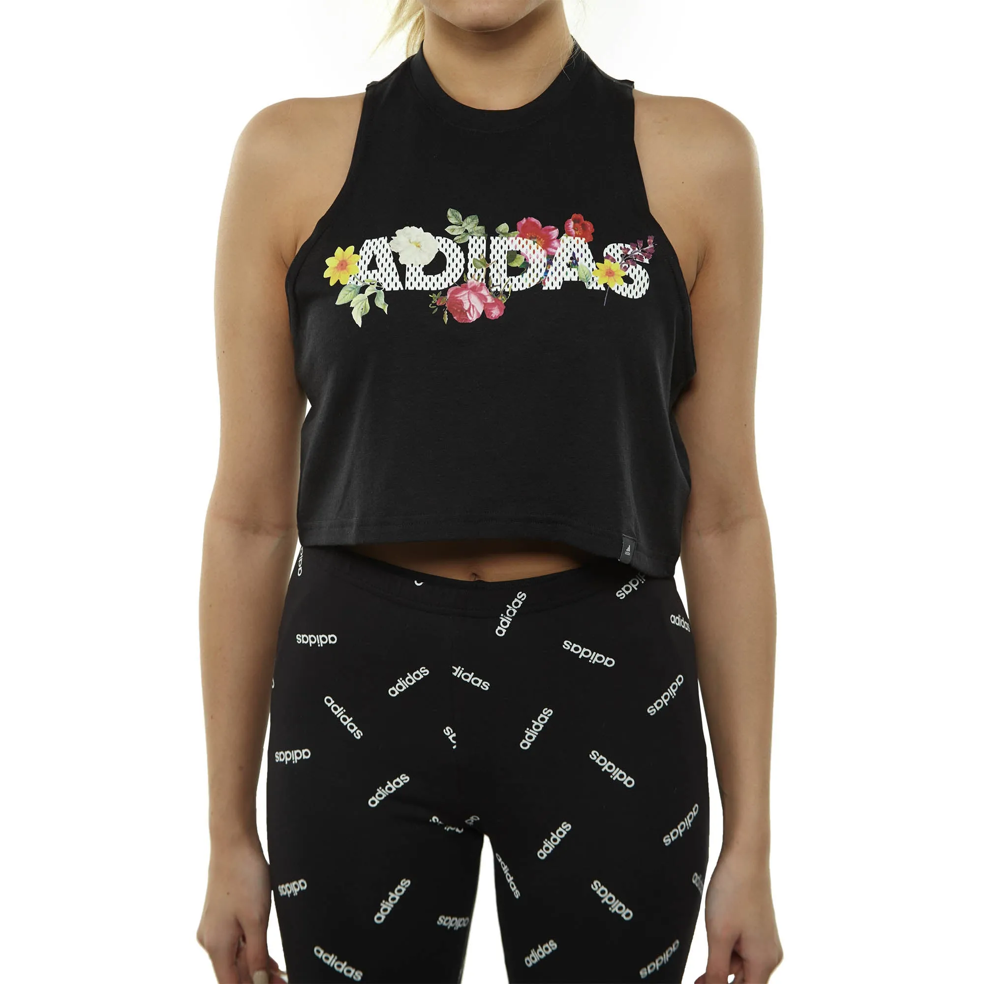 Adidas Floral Crop Womens Style : Dz2639-BLACK