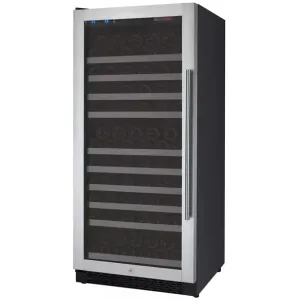 Allavino 24" Wide FlexCount II Tru-Vino 128 Bottle Single Zone Stainless Steel Left Hinge Wine Refrigerator