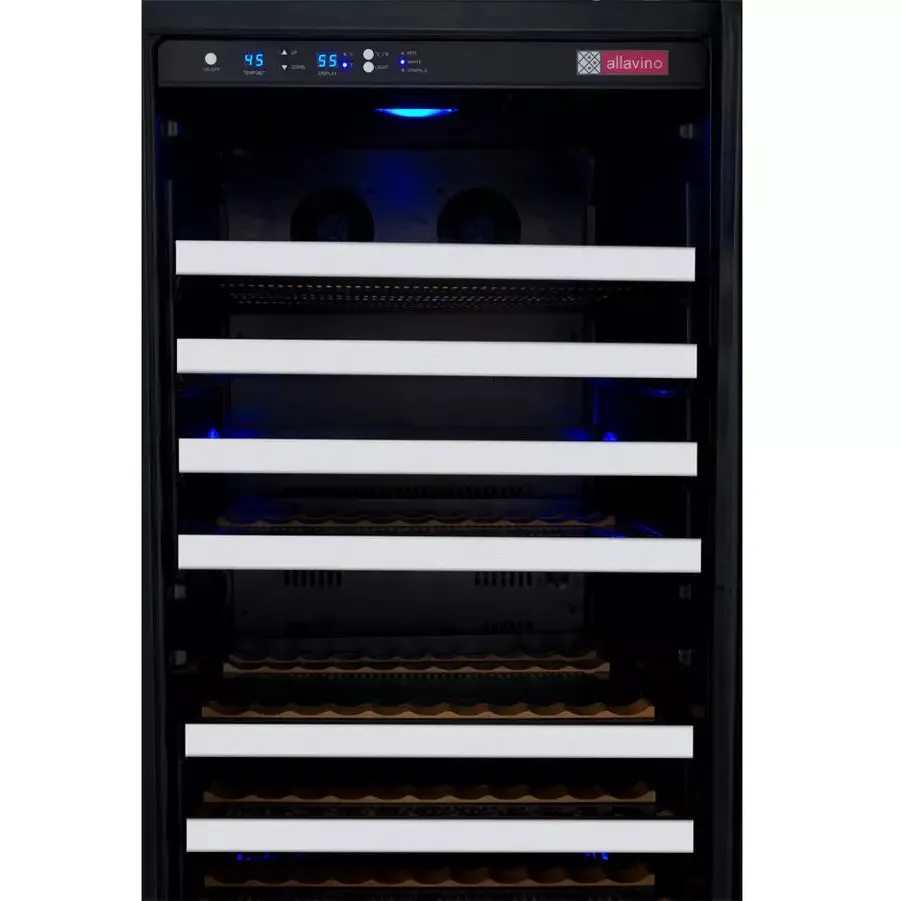 Allavino 24" Wide FlexCount II Tru-Vino 128 Bottle Single Zone Stainless Steel Left Hinge Wine Refrigerator