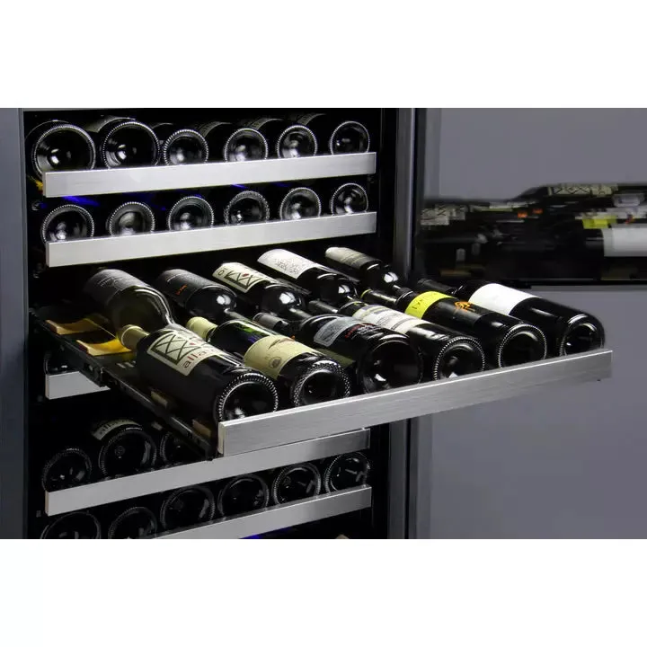 Allavino 24" Wide FlexCount II Tru-Vino 128 Bottle Single Zone Stainless Steel Left Hinge Wine Refrigerator