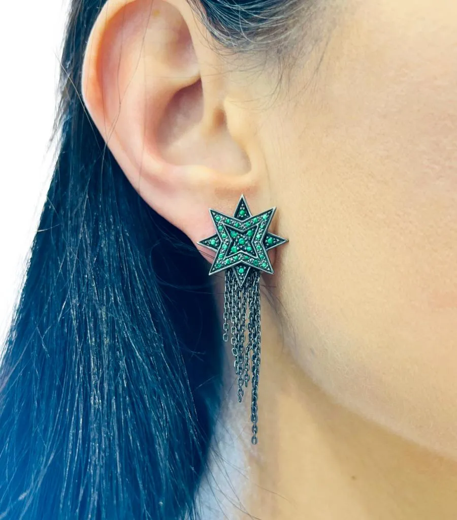 Ana De Costa Shooting Star Earring 18k Gold & Tsavorites