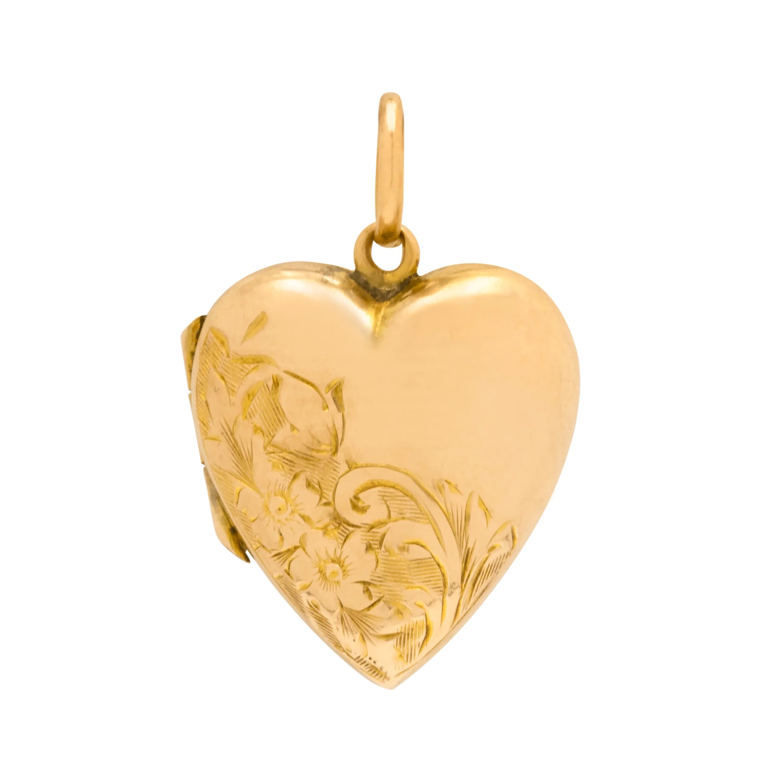 Antique 9ct Gold Engraved Heart Locket