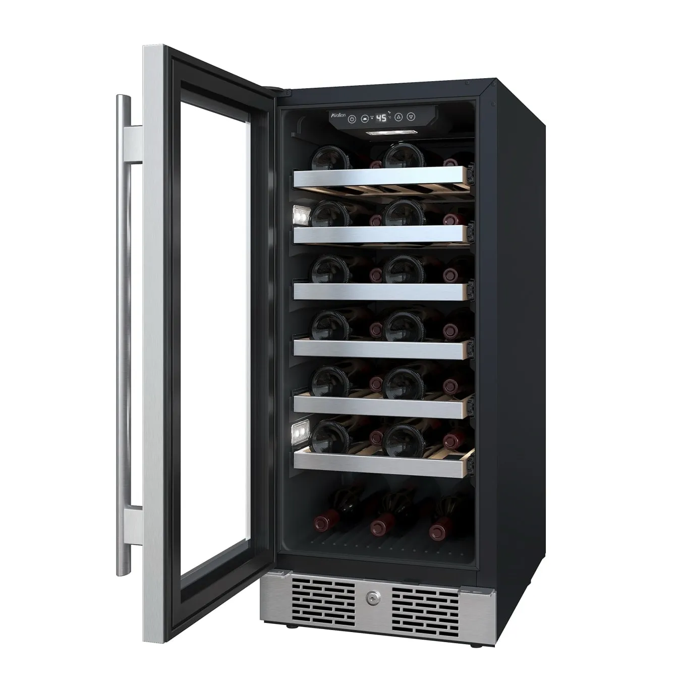 Avallon AWC152SZLH 15" Wide 27 Bottle Capacity Single Zone Wine Cooler in Stainless Steel