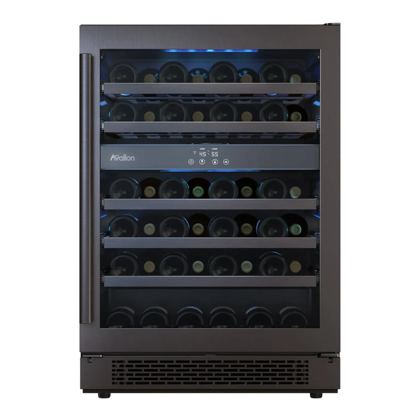 Avallon AWC241DBLSS 24" Wide 45 Bottle Capacity Dual Zone Wine Cooler in Black Stainless Steel