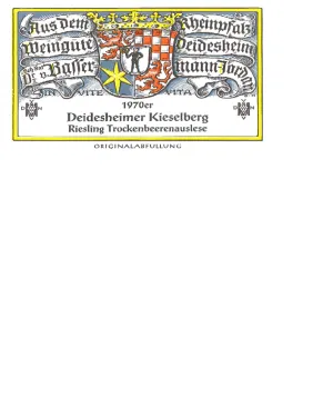 Bassermann-Jordan 1970 Deidesheimer Kieselberg Riesling Trockenbeerenauslese