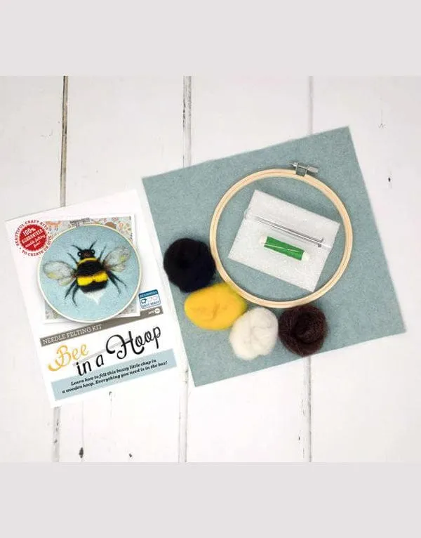 Bee in a Hoop Needle Felting Kit, Crafty Kit Company