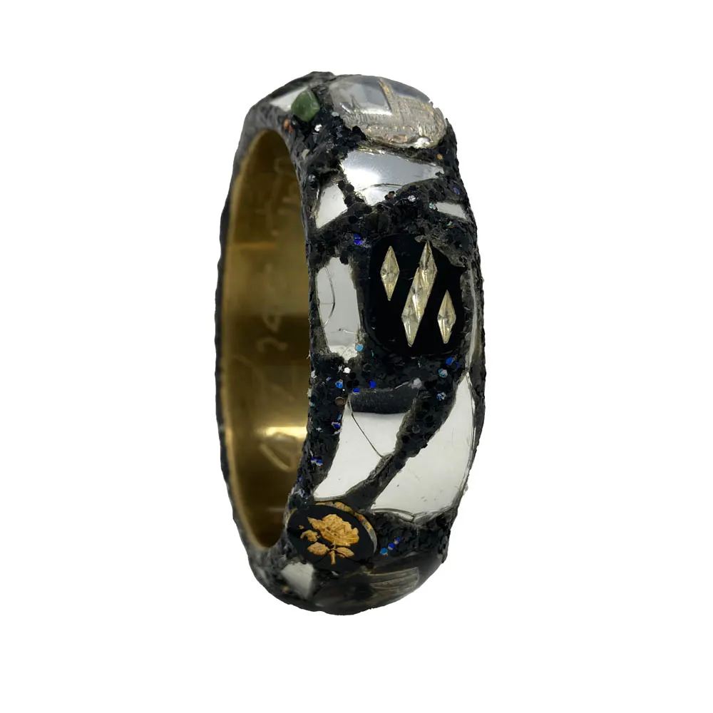 BLACK SILVER AND GOLD BANGLE