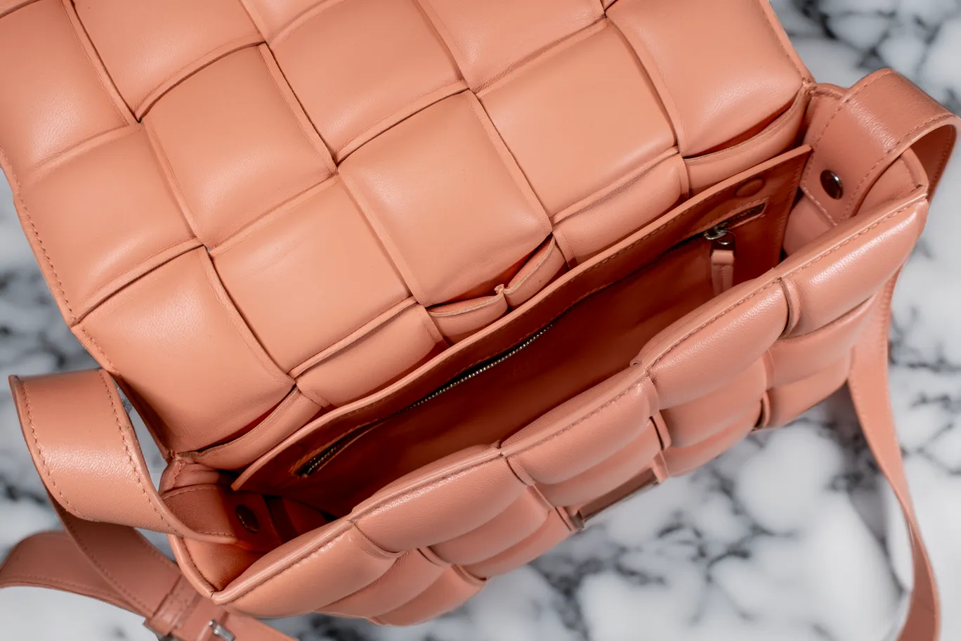 Bottega Veneta Peach Padded Cassette Shoulder Bag