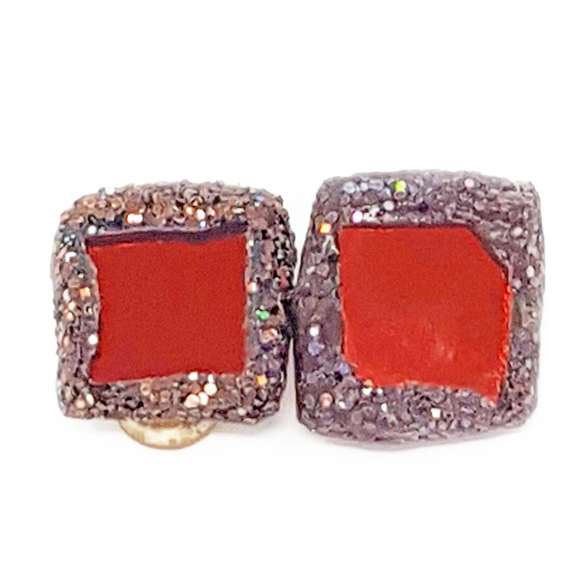 BRONZE SQUARE CLIP-ON EARRINGS