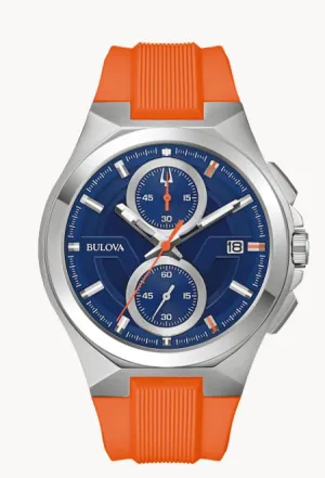 Bulova Men's 'Maquina' by Marc Anthony Blue Face & Orange Band Watch (I8221)