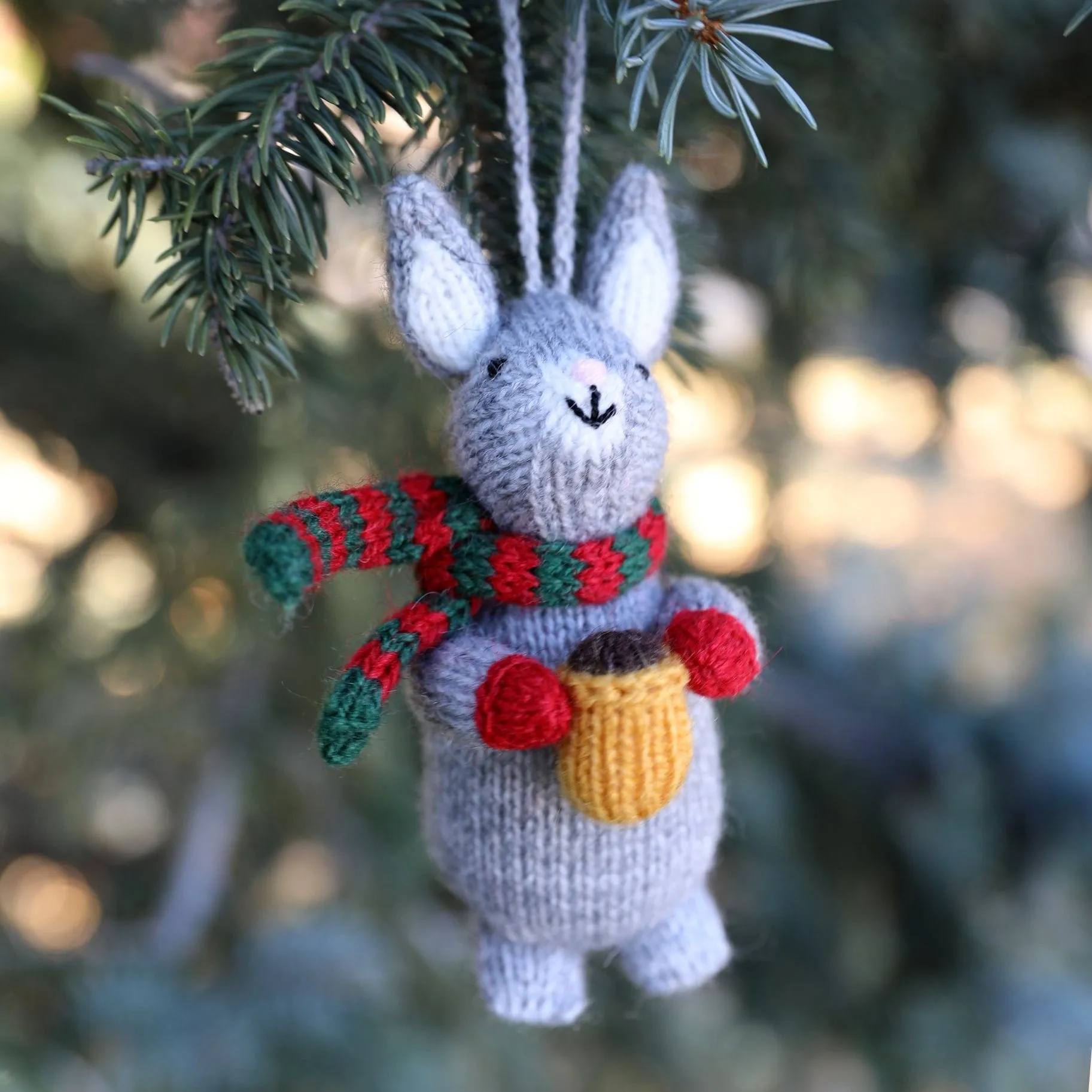 Bunny with Cocoa Handmade in Peru Knit Ornament