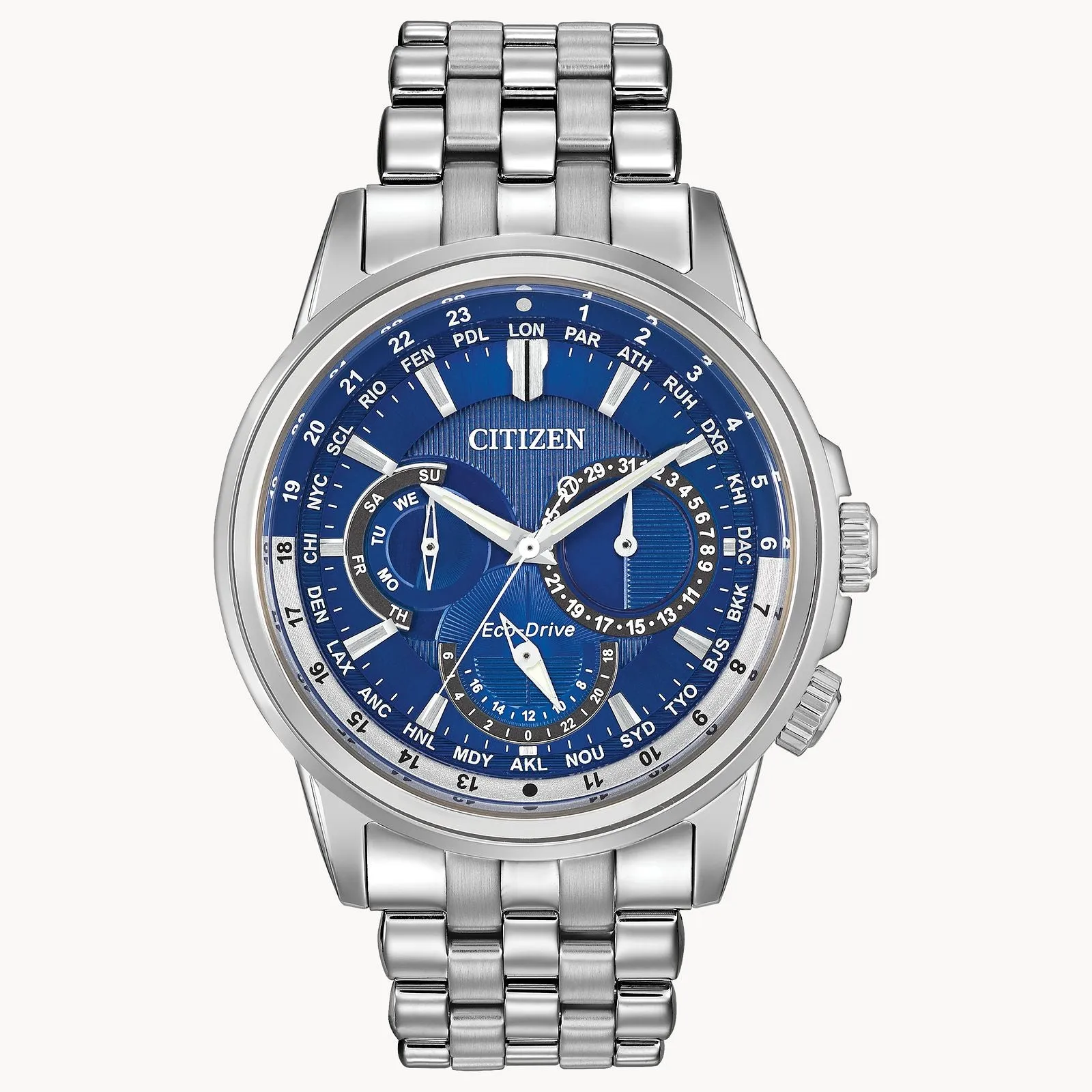 Citizen Eco Drive Stainless Blue Dial World Time Graduate Series Watch BU2021-51L