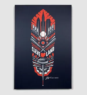 Cleveland Baseball Feather Canvas Artwork