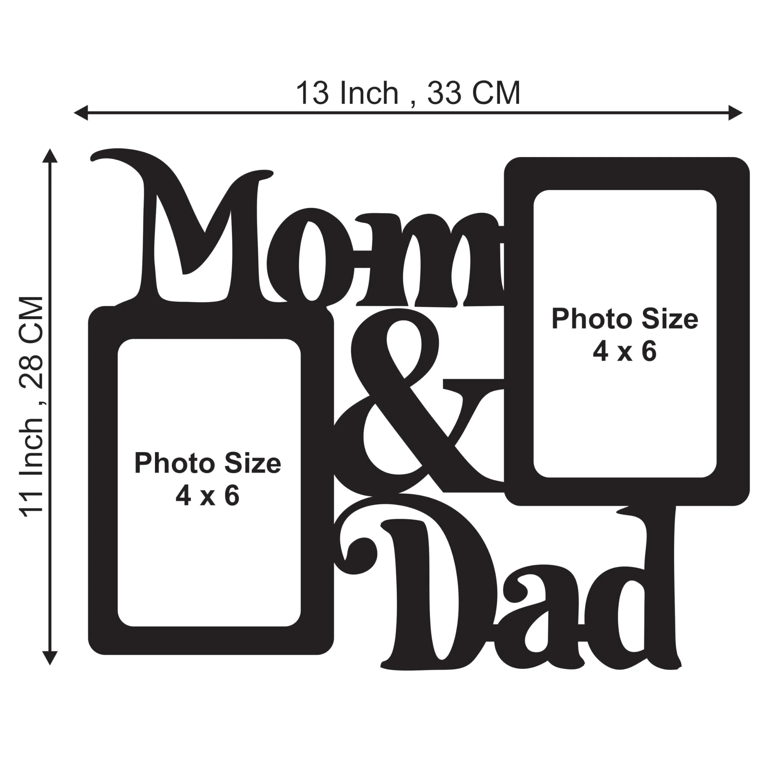 Creative Arts n Frames Set of 2 Family Mom Dad Photo Frames Collage || Jointless One piece Premium Wooden Picture Photo Frame || Photo Size : 4"x 6" each || (Family) (Mom Dad 11x11 inch Picture Frame Collage)