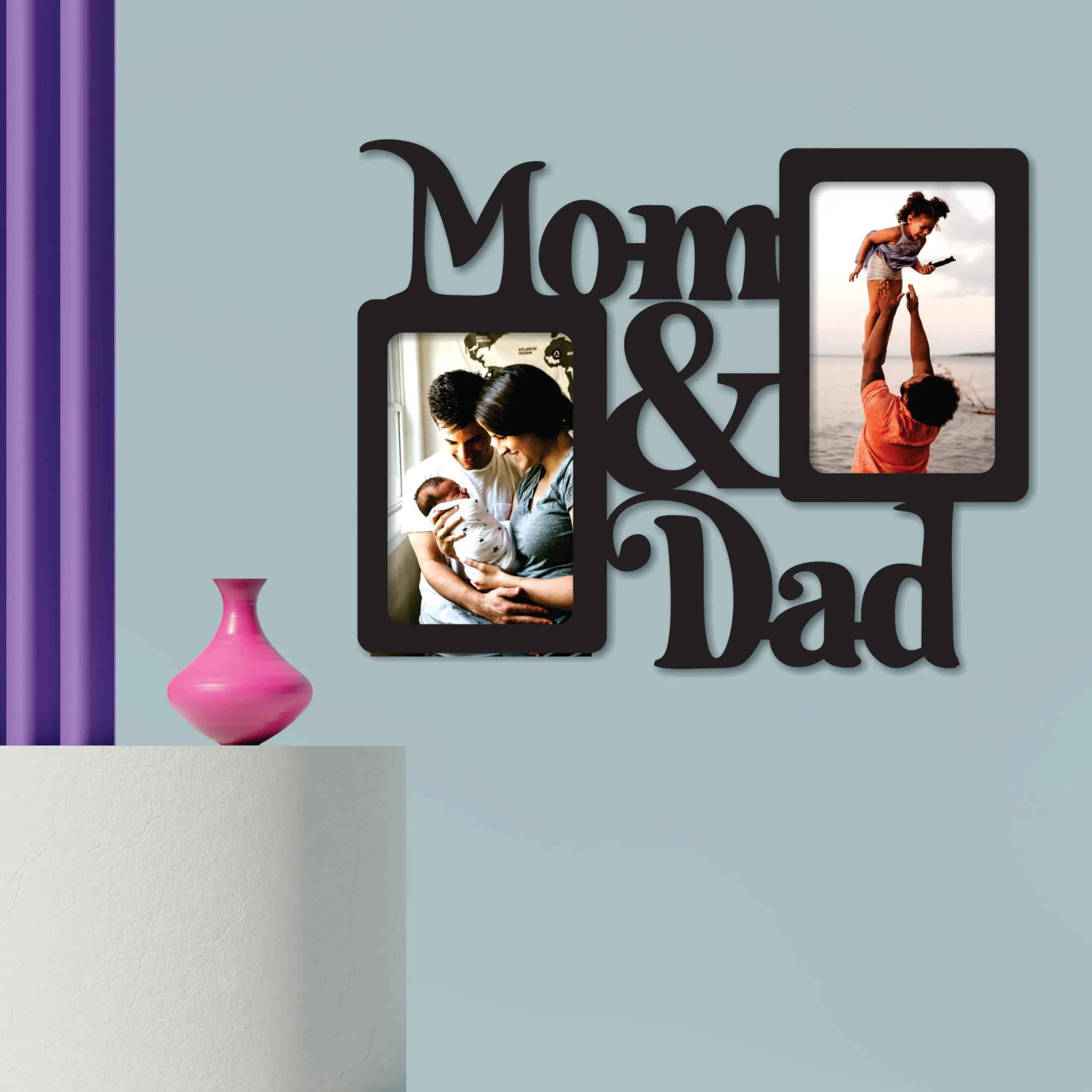 Creative Arts n Frames Set of 2 Family Mom Dad Photo Frames Collage || Jointless One piece Premium Wooden Picture Photo Frame || Photo Size : 4"x 6" each || (Family) (Mom Dad 11x11 inch Picture Frame Collage)