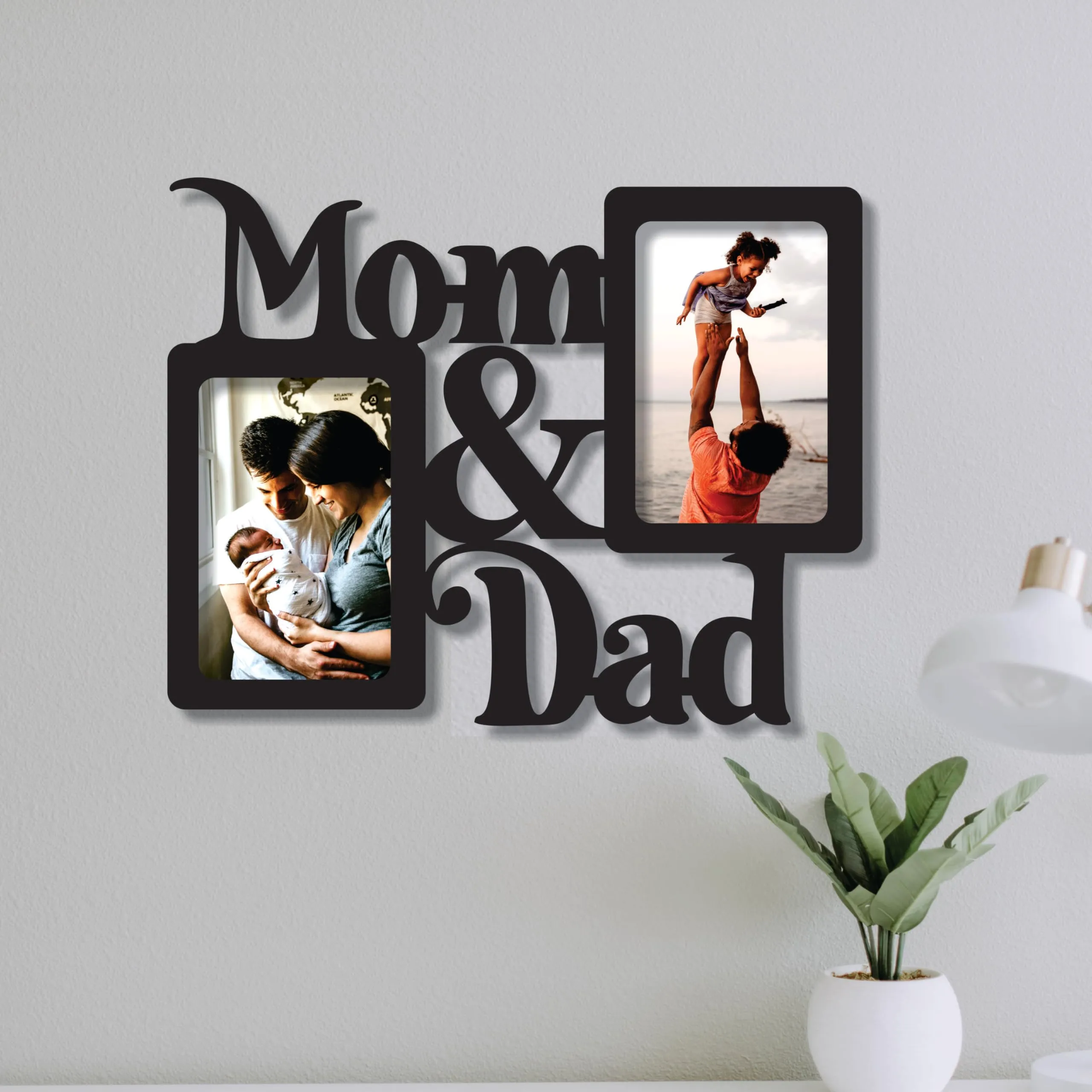 Creative Arts n Frames Set of 2 Family Mom Dad Photo Frames Collage || Jointless One piece Premium Wooden Picture Photo Frame || Photo Size : 4"x 6" each || (Family) (Mom Dad 11x11 inch Picture Frame Collage)