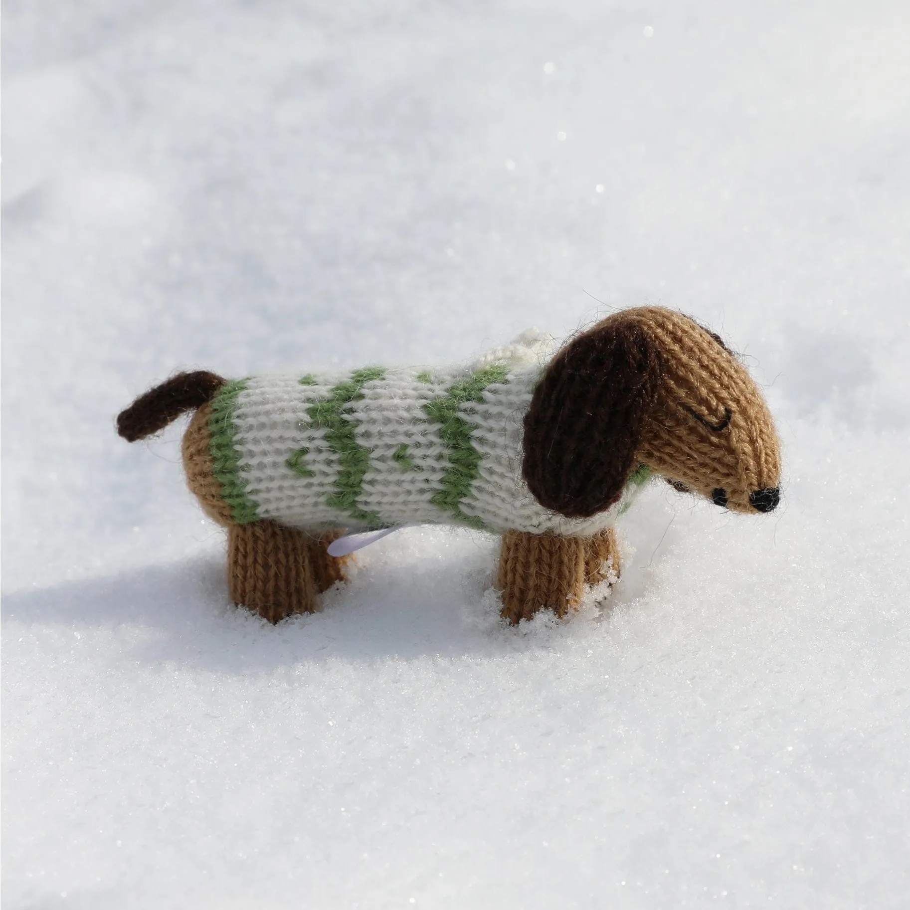 Dachshund in Holiday Sweater Knit Ornament-Handmade in Peru*