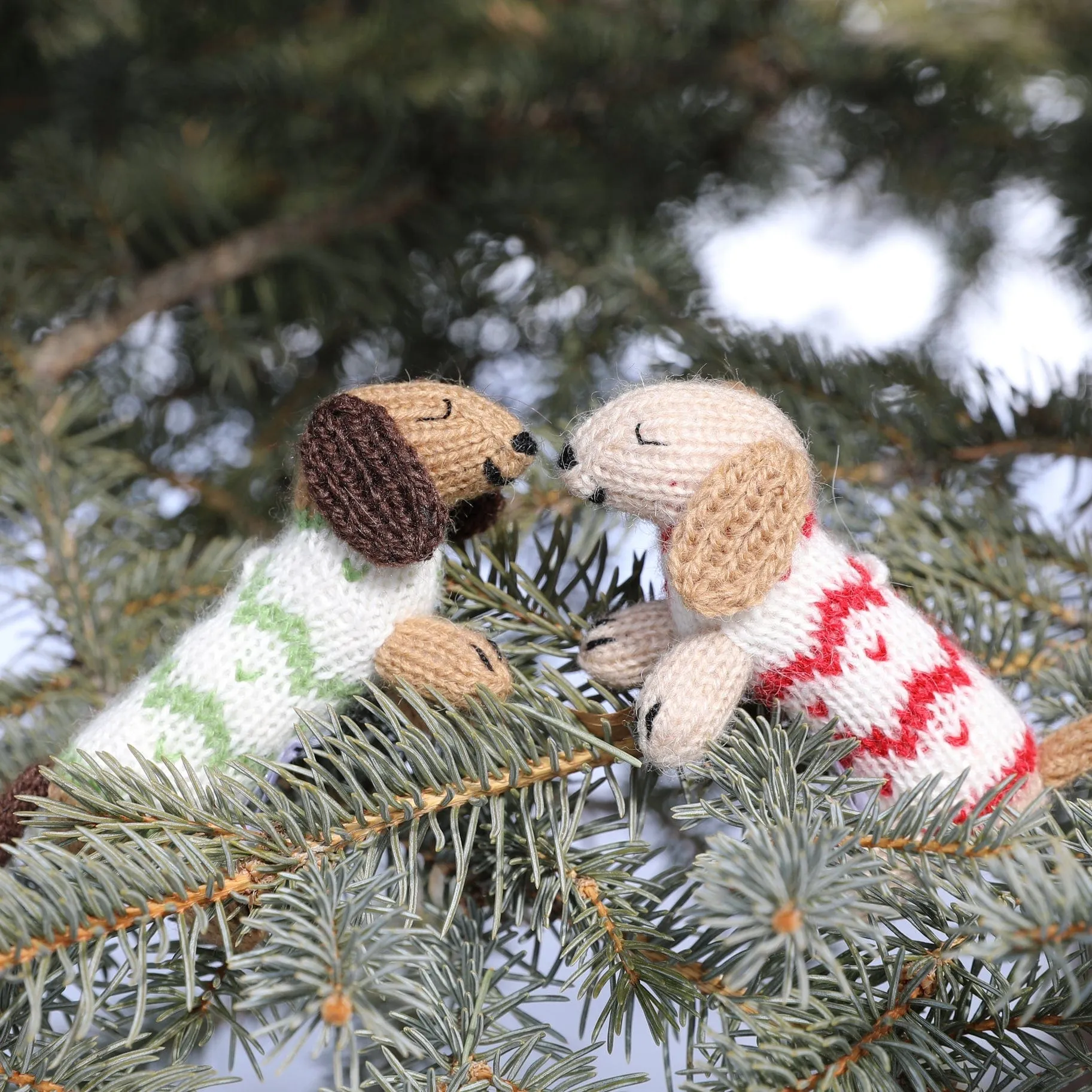 Dachshund in Holiday Sweater Knit Ornament-Handmade in Peru*