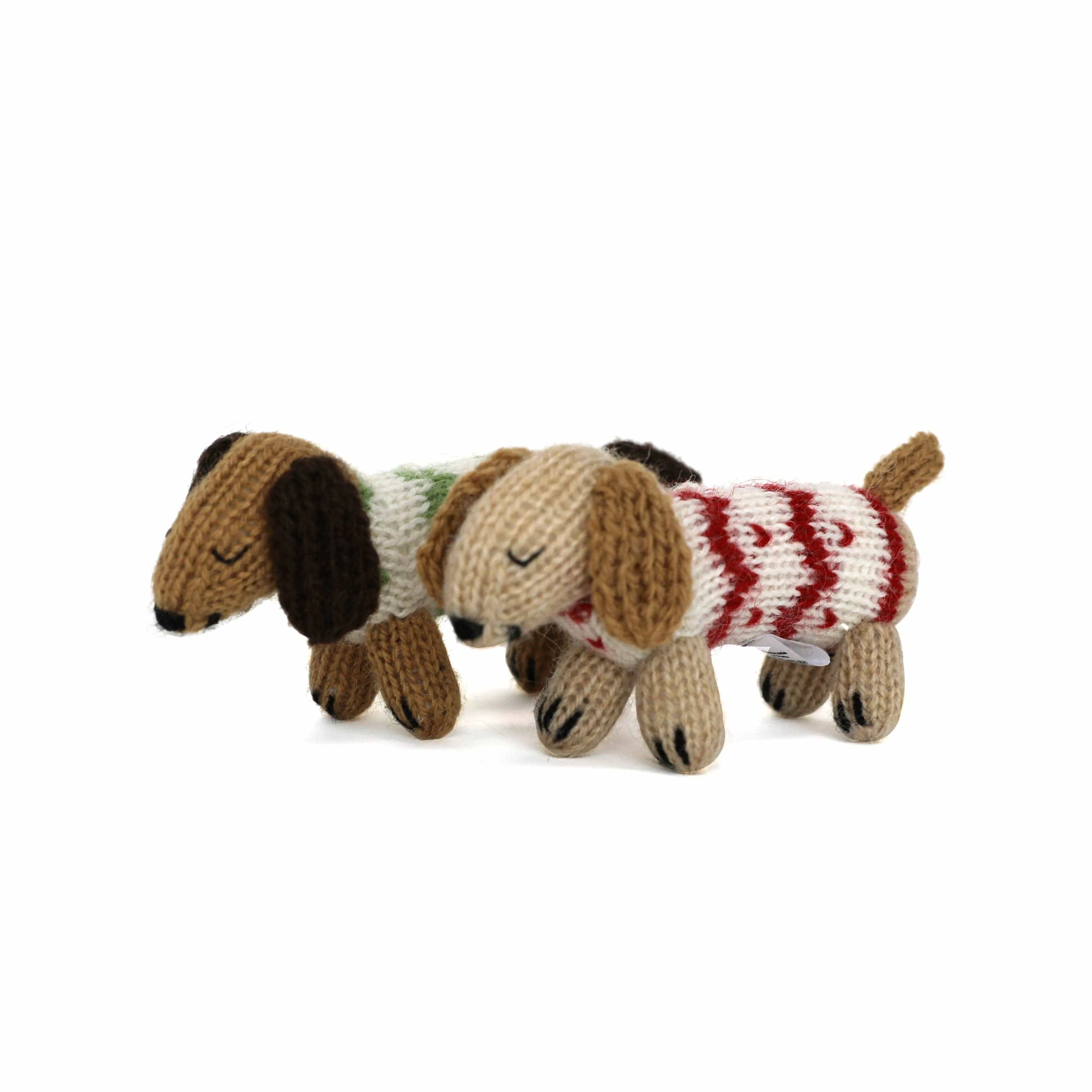 Dachshund in Holiday Sweater Knit Ornament-Handmade in Peru*