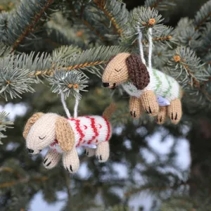 Dachshund in Holiday Sweater Knit Ornament-Handmade in Peru*