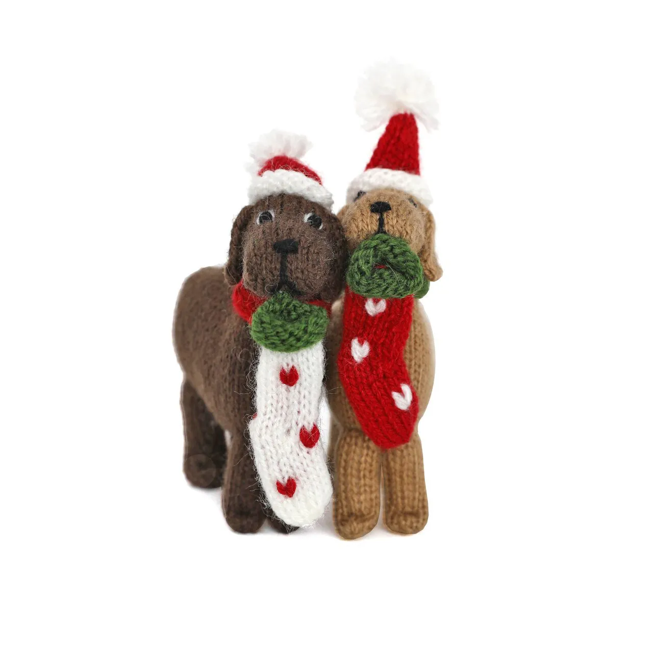 Dog With Stocking Ornament- Set Of 2