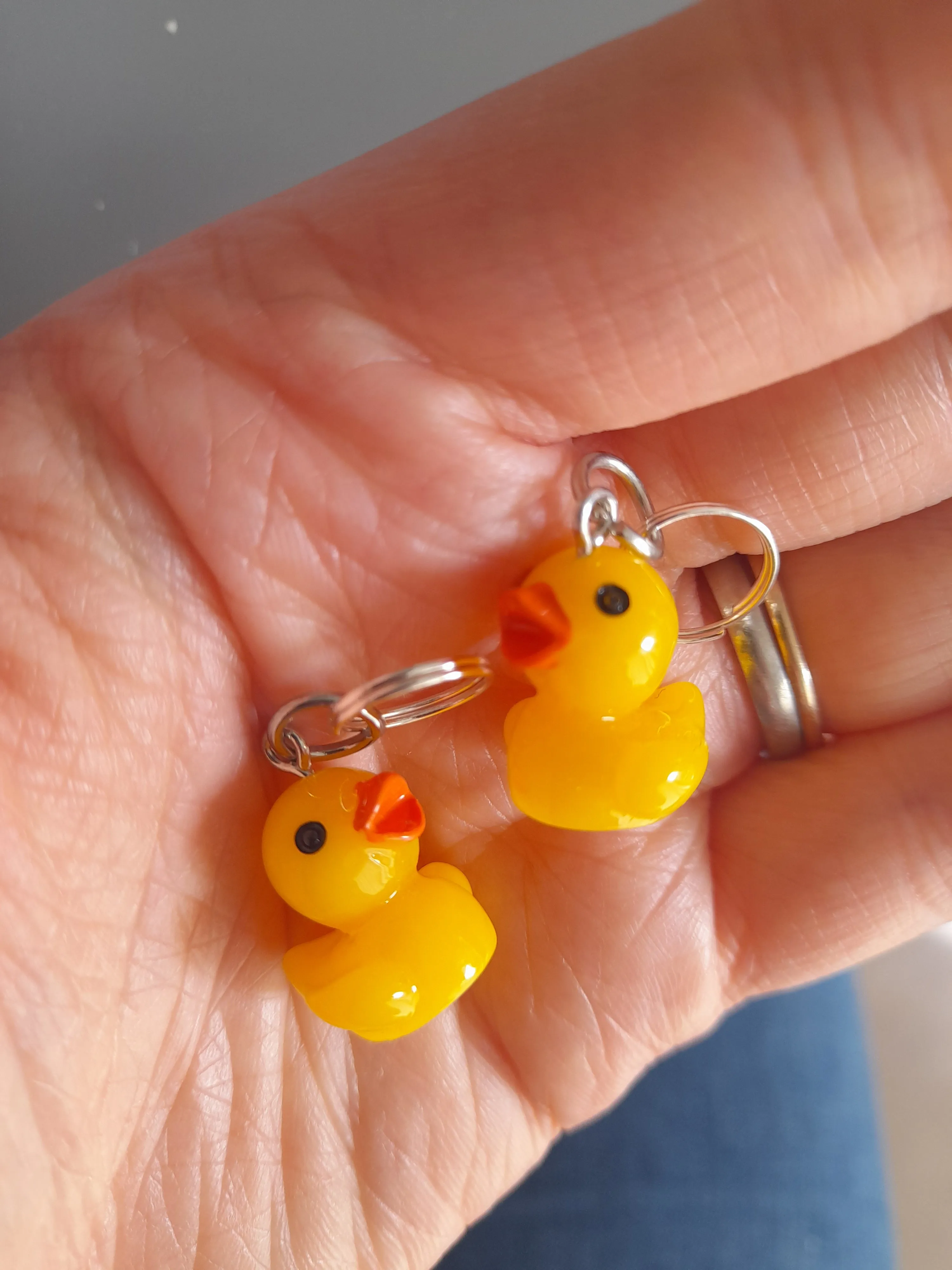 Duck stitch marker set of 2. Cute handmade stitch markers.