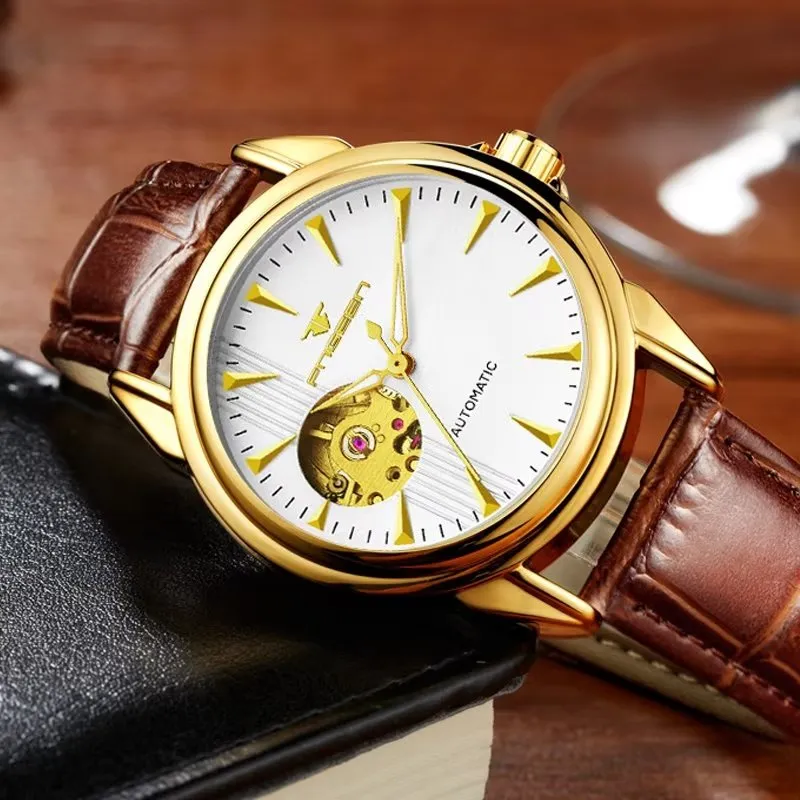 Elegant Real Belt Automatic Mechanical Watch