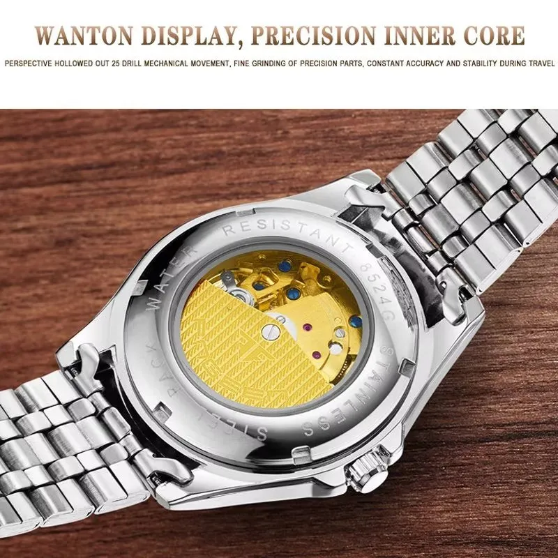 Elegant Real Belt Automatic Mechanical Watch