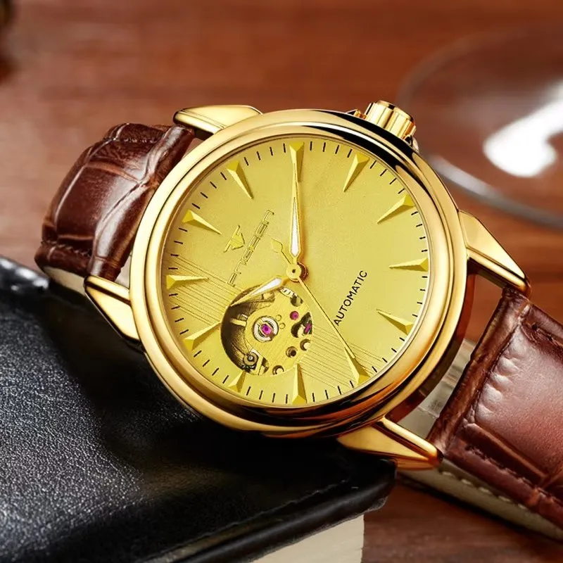 Elegant Real Belt Automatic Mechanical Watch