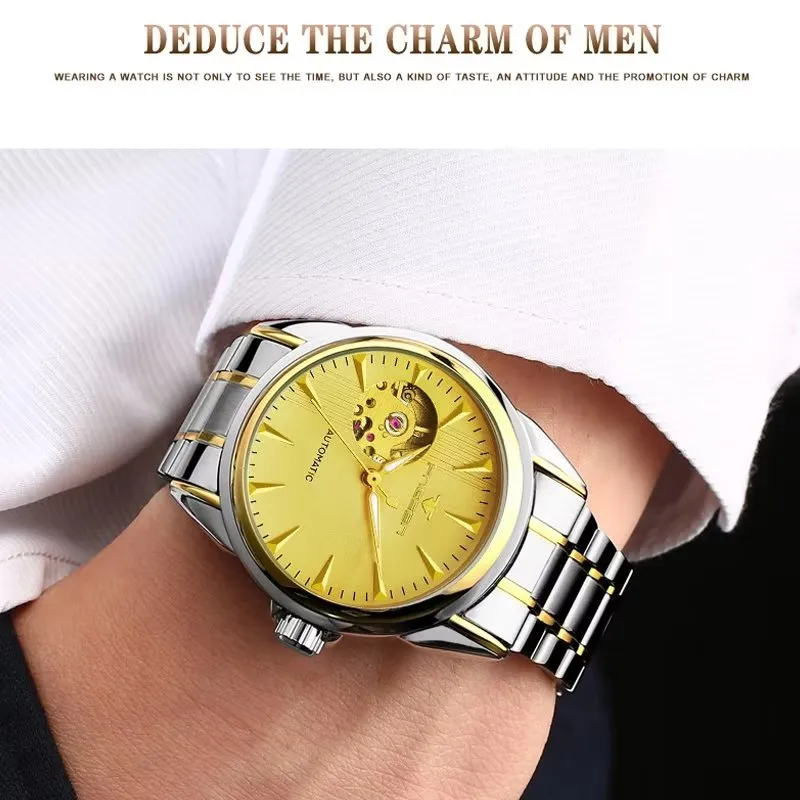 Elegant Real Belt Automatic Mechanical Watch