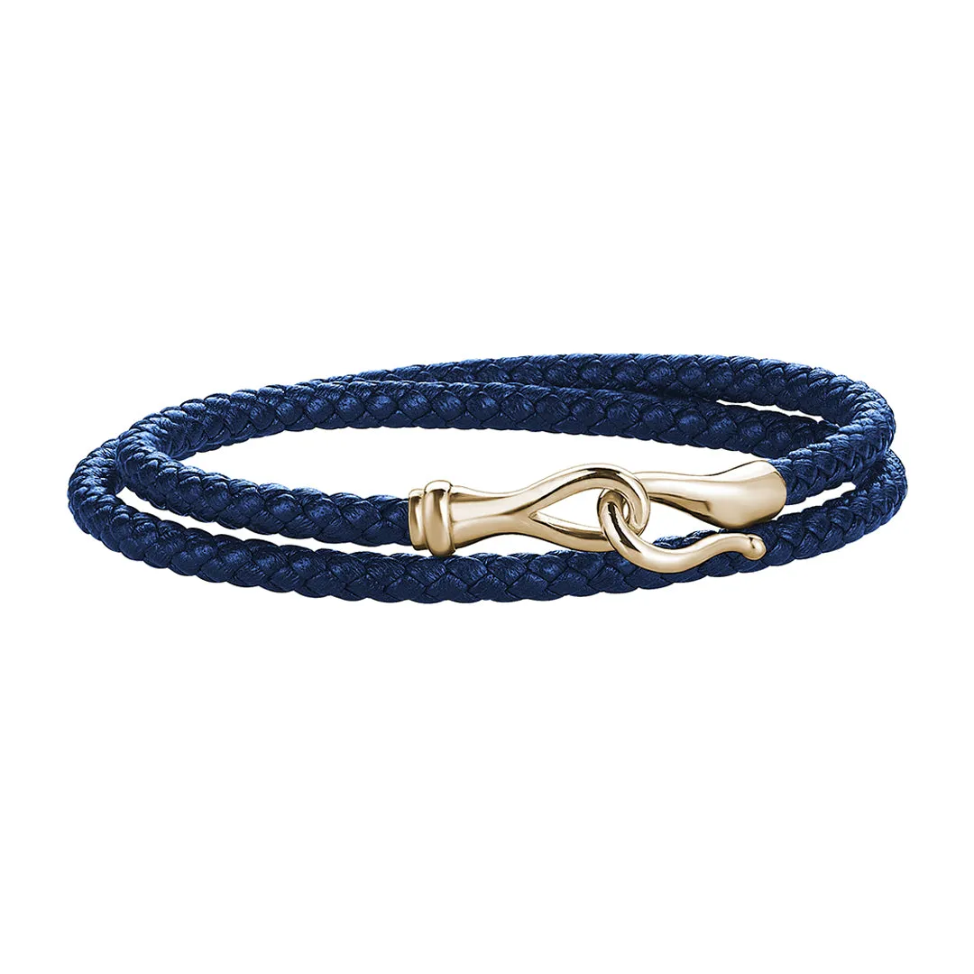 Fish Hook Wrap Leather Bracelet in Gold