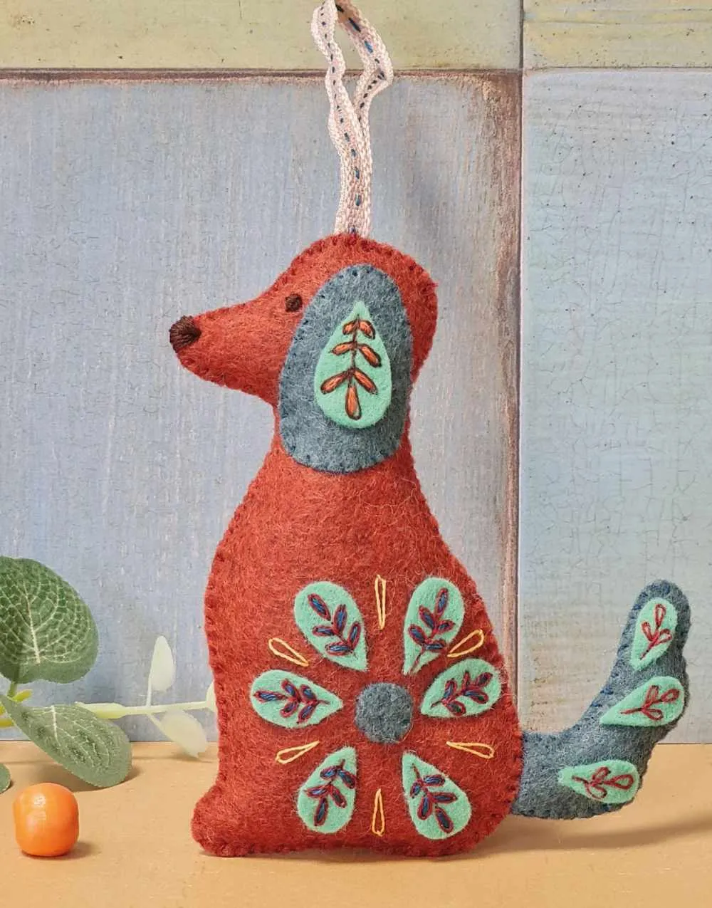 Folk Dog Embroidered Felt Craft Kit, Corinne Lapierre